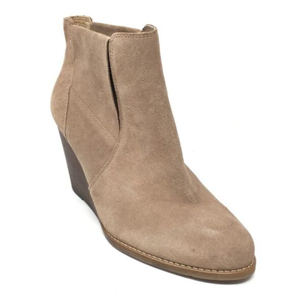 EUC Jessica Simpson Ciandra Wedge Ankle Booties Size 8 Taupe Suede Leather - Picture 2 of 13